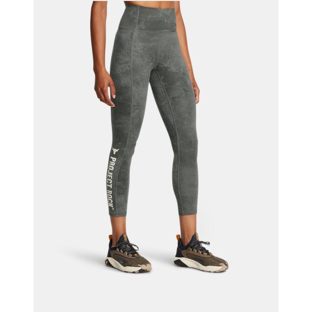 Under Armour Project Rock Ankle Pocket Leggings Grey Distressed Womens‎ Small